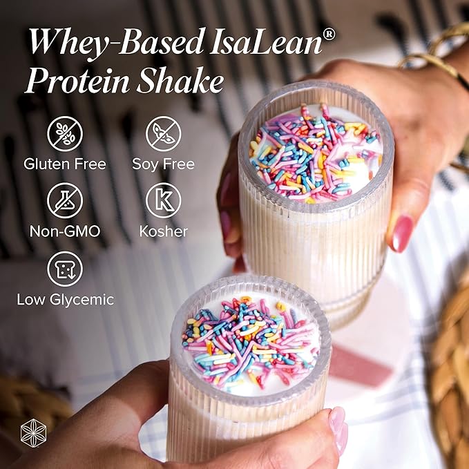 Isagenix IsaLean Shake - Meal Replacement Protein Shake Supports Healthy Weight & Muscle Growth - Protein Powder Enriched with 23 Vitamins - Birthday Cake Flavor, 29.6 Oz (14 Servings)