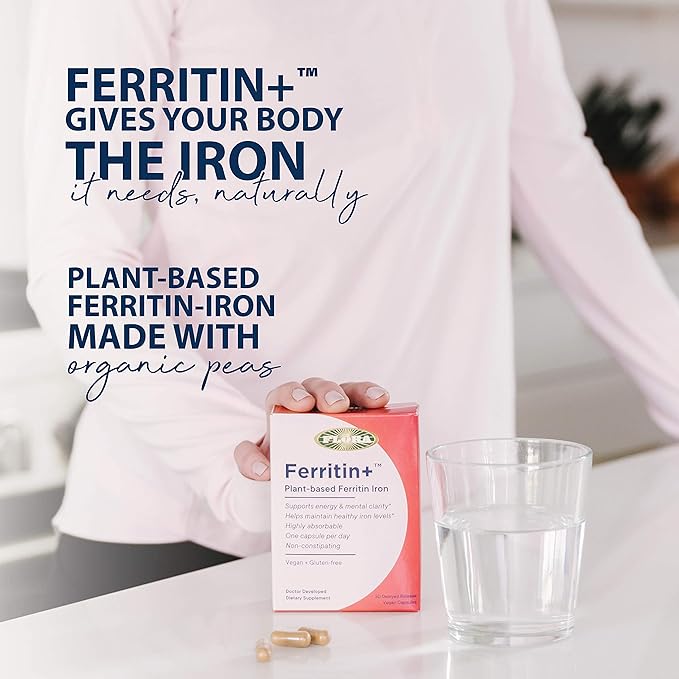 Flora- Iron Ferritin+ Plant-Based Supplement for Women - Non-Constipating, Highly Absorbable - Supports Vitality & Wellness - Vegan Iron Supplement from Flora Health - 30 Capsules - Delayed Release