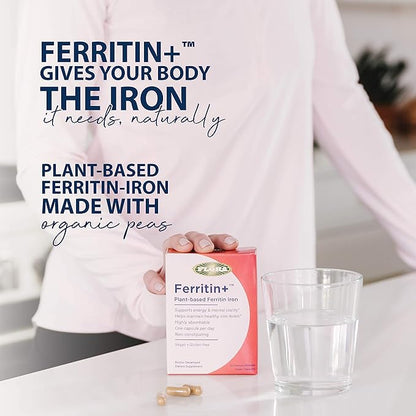 Flora- Iron Ferritin+ Plant-Based Supplement for Women - Non-Constipating, Highly Absorbable - Supports Vitality & Wellness - Vegan Iron Supplement from Flora Health - 30 Capsules - Delayed Release