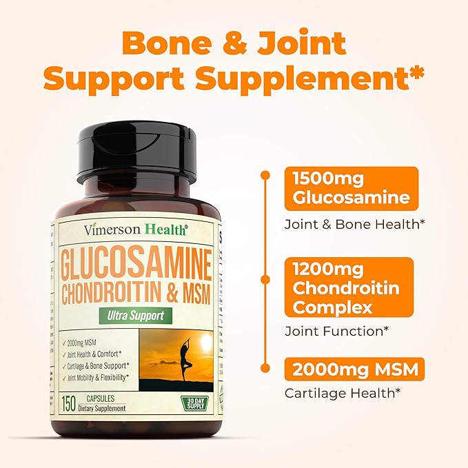 Glucosamine Chondroitin MSM Joint Support Supplement with Glucosamine Sulfate 1500 mg and Chondroitin Sulfate Complex - Joint Health Chondroitin Sulfate MSM Supplement for Women and Men - 150 Capsules