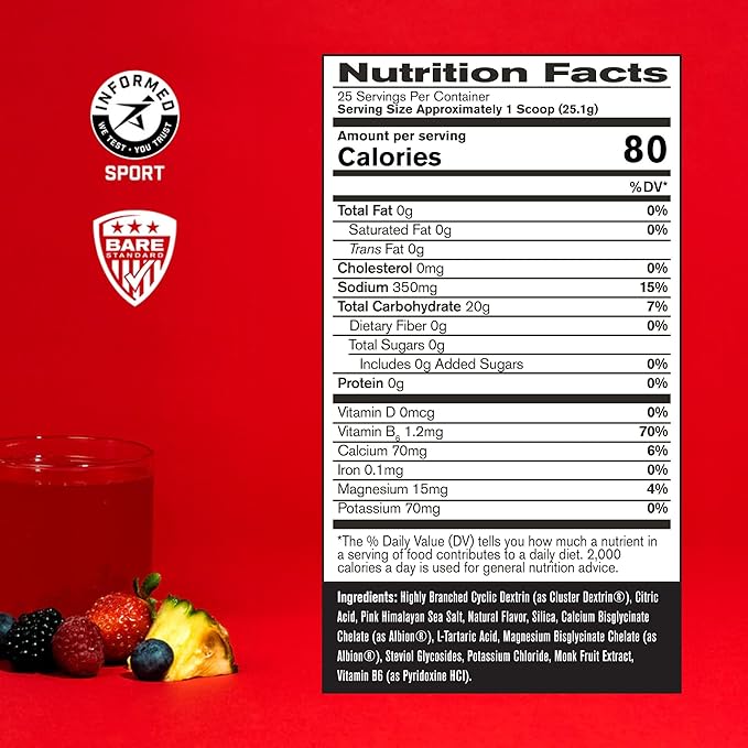 BARE PERFORMANCE NUTRITION, BPN G.1.M Go One More Sport, Endurance Training Fuel, Fruit Punch, Superior Carbohydrate Source & Electrolyte Formula, Reduce Fatigue, 25 Servings
