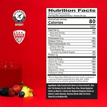 BARE PERFORMANCE NUTRITION, BPN G.1.M Go One More Sport, Endurance Training Fuel, Fruit Punch, Superior Carbohydrate Source & Electrolyte Formula, Reduce Fatigue, 25 Servings
