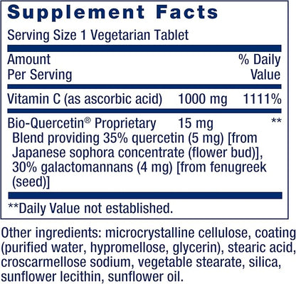 Life Extension Vitamin C & Bio-Quercetin Phytosome – Vitamin C Plus Ultra-Absorbable Quercetin for Immune Support – Gluten-Free, Non-GMO, Vegetarian – 250 Vegetarian Tablets