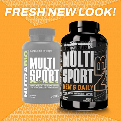 NutraBio Multisport for Men - Mens MultiVitamin - 33 Vitamins, Minerals, Micronutrients - Rich in Antioxidants - Supports Peak Athletic Performance, Energy, Metabolism (120 Vegetable Capsules)