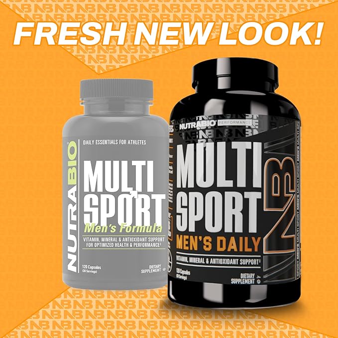 NutraBio Multisport for Men - Mens MultiVitamin - 33 Vitamins, Minerals, Micronutrients - Rich in Antioxidants - Supports Peak Athletic Performance, Energy, Metabolism (120 Vegetable Capsules)