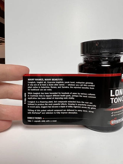 Force Factor Longjack Tongkat Ali 500mg for Men, Longjack Extract to Support Male Vitality and Improve Drive, Longjack Capsules with BioPerine Black Pepper Extract, 60 Capsules (2-Pack)