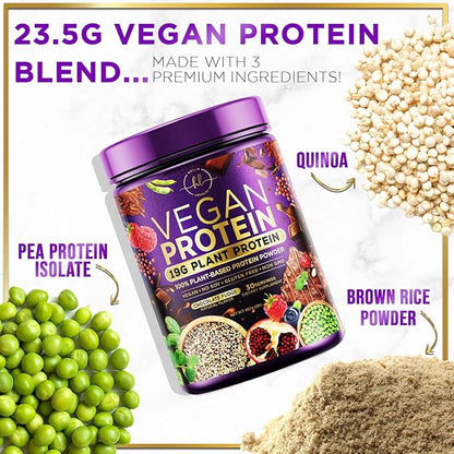 Vegan Protein Powder, Chocolate Fudge - 100% Plant Protein, 3.4g BCAAs, Premier Isolate, No Dairy, Whey or Gluten, Non-GMO, Easy Digesting, Vegan Protien Powder Women & Men, 2 Pounds (30 Servings)