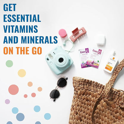 Ener-C Sugar Free Energy Passion Fruit Multivitamin Drink Mix Vitamin C 1000mg & Electrolytes - Natural Immunity Support with Real Fruit Juice Powders - Non-GMO Vegan & Gluten Free - 60 Count