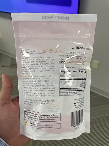 PectaSol Modified Citrus Pectin – 15 5g Stick Packs – Total-Body Health Supplement to Support Heart, Immune System, Inflammation Response & Healthy Aging + Maintain Healthy Galectin-3 Levels