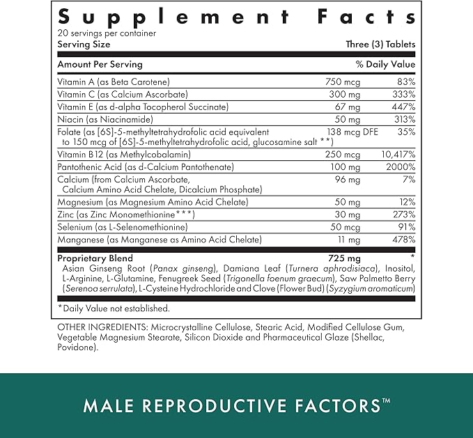 MICHAEL'S Health Naturopathic Programs Male & Female Reproductive Factors Couples' Pack - 60 Vegetarian Tablets Per Bottle - Nutrients for Conception Support - 20 Servings Per Bottle