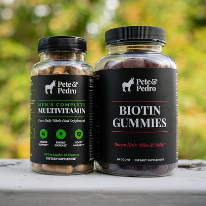 Pete & Pedro BIOTIN Gummies - Daily Hair Growth Strengthening Supplement for Stronger Hair, Skin, & Nails | Cherry Flavor Biotin Gummy 5000mcg Per Serving | As Seen on Shark Tank, 60 Count