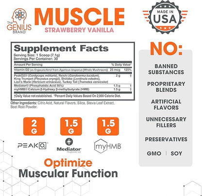 Genius Muscle Builder & Mass Gainer, Strawberry Vanilla - 100% Natural Anabolic Activator Supplement for Men & Women - Weight Gainer for Lean Muscle Growth & Bodybuilding