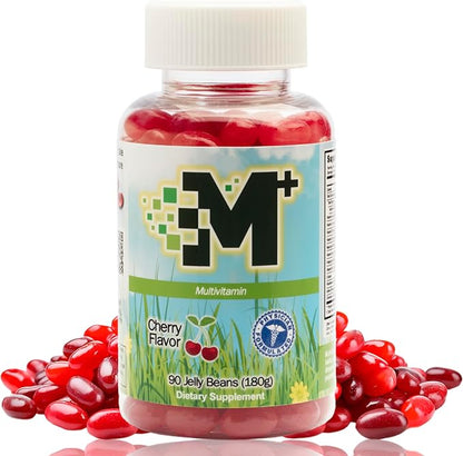 Daily Multivitamin Jellybeans –– Natural Cherry Flavor – Non-GMO – Gluten Free – Vegan Friendly