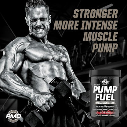 PMD Sports Ultra Pump Fuel - Pre Workout Drink Mix - Energy, Strength, Endurance, Recovery - Complex Carbohydrates and Amino Energy - Island Punch (30 Servings)