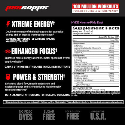 PROSUPPS Mr. Hyde Xtreme Pre-Workout Powder Energy Drink - Intense Sustained Energy, Pumps & Focus with Beta Alanine, Creatine & Nitrosigine, (30 Servings, Pixie Dust)