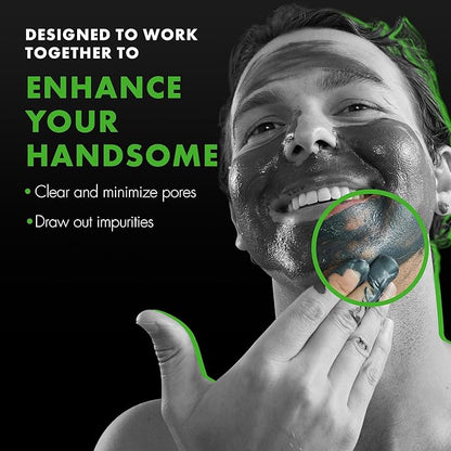 Tiege Hanley Mens Detoxifying Facial Clay Mask & Exfoliating Face Scrub Set, Detox Bundle - Deep Pore Cleansing Facial & Body Mask - Facial Scrub Exfoliator for Men that Reduces Appearance of Pores