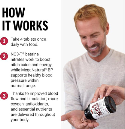 Force Factor Total Beets Blood Pressure Supplements, Nitric Oxide Supplement with Beet Root Powder, Nitrates, Grapeseed Extract for Circulation, Cardiovascular, Heart Health, 360 Tablets, 3 Pack