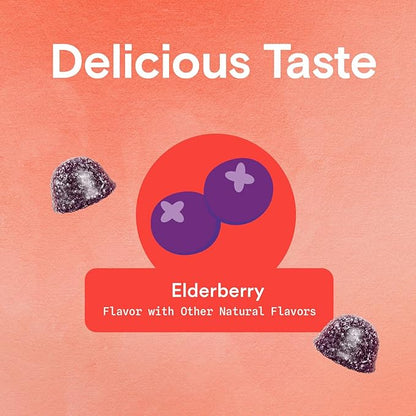 SmartyPants Kids Immunity Elderberry Gummies: Kids Immune Support Supplement, Vitamin C, Vitamin D, Vitamins B6 & B12 and Zinc, Gluten Free, Elderberry Flavor, 60 Count (30 Day Supply)