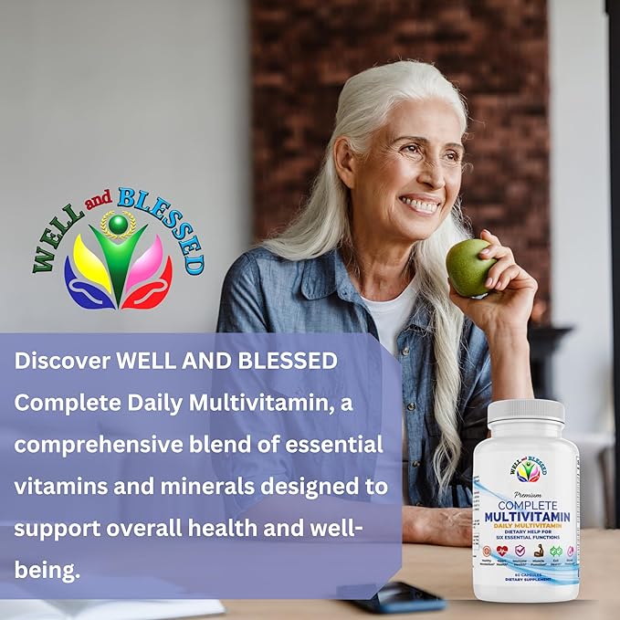 Complete Daily Multivitamins Supplement - 60 Capsules - Essential Vitamins & Minerals - Immune, Heart and Support - Suitable for Both Men and Women