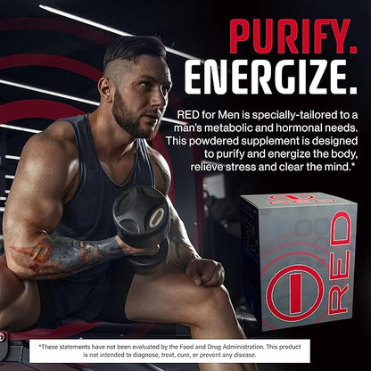 Energy Drink Powder, Red for Men 30 Drink Mix Packets. Energy Drink Packets Specially Tailored for Men. Energy Powder Drink Mix Designed to Purify and Energize The Body