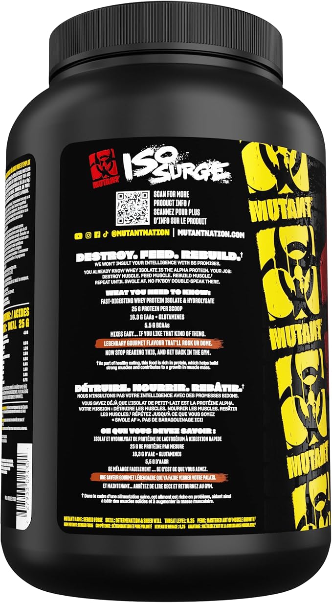 Mutant ISO Surge Whey Protein Isolate Powder Acts Fast to Help Recover, Build Muscle, Bulk and Strength, 1.6 lb (Chocolate Fudge Brownie)