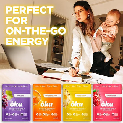 ōku Conscious Energy Gummy Snacks – Natural Caffeine from Green Tea & Yerba Mate, Vegan, Clean Ingredients, Gluten-Free, Focused Energy, Antioxidants & Fiber, Pineapple Pack of 12