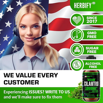 HERBIFY Organic Cilantro Tincture - Herbal Cilantro Supplement for Detox - Rich Source of Antioxidants - Supports Heart and Body Cleanse - Made in USA - Cilantro Extract Organic 4 Fl Oz