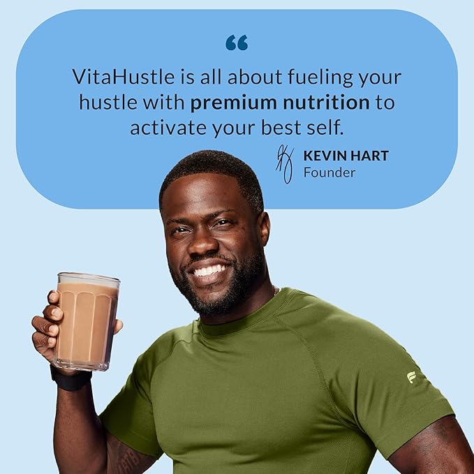 VitaHustle ONE - Superfood Meal Replacement Shake, Plant Based Protein Powder, Vegan. 86 Superfoods, Vitamins, & Minerals, Ashwagandha, Adaptogens. Founded by Kevin Hart. (Cookies & Cream) 15 Servings