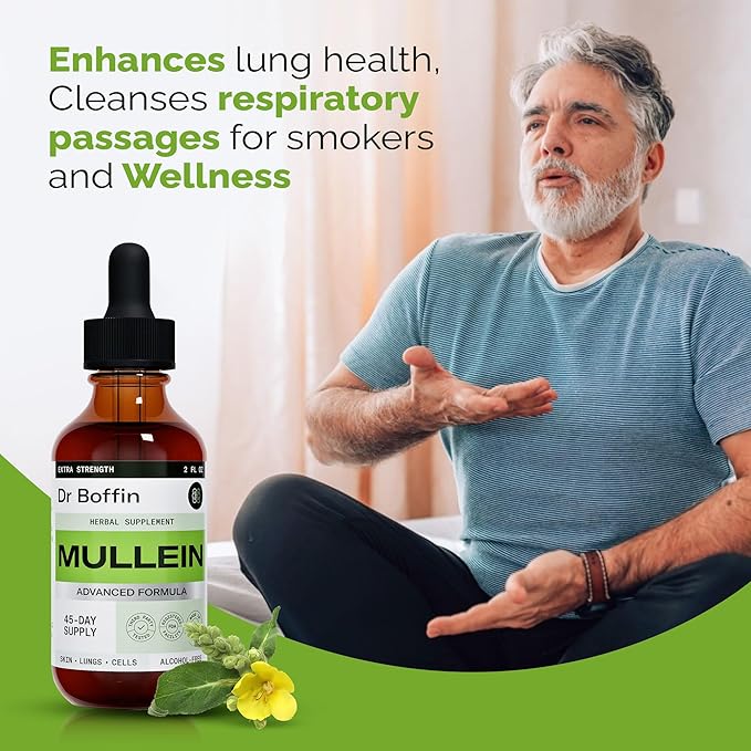 Mullein Leaf Liquid Extract 2 Fl Oz (Pack of 2) - Extra Strenght | Advanced Formula - Natural Supplement Liquid Tincture - Lung Cleanse and Detox - Respiratory Health and Immune Support Drops