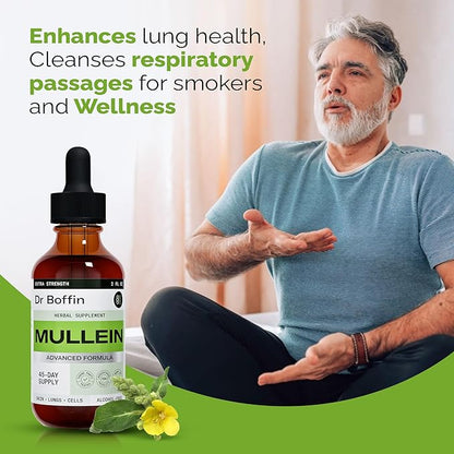 Mullein Leaf Liquid Extract 2 Fl Oz (Pack of 2) - Extra Strenght | Advanced Formula - Natural Supplement Liquid Tincture - Lung Cleanse and Detox - Respiratory Health and Immune Support Drops