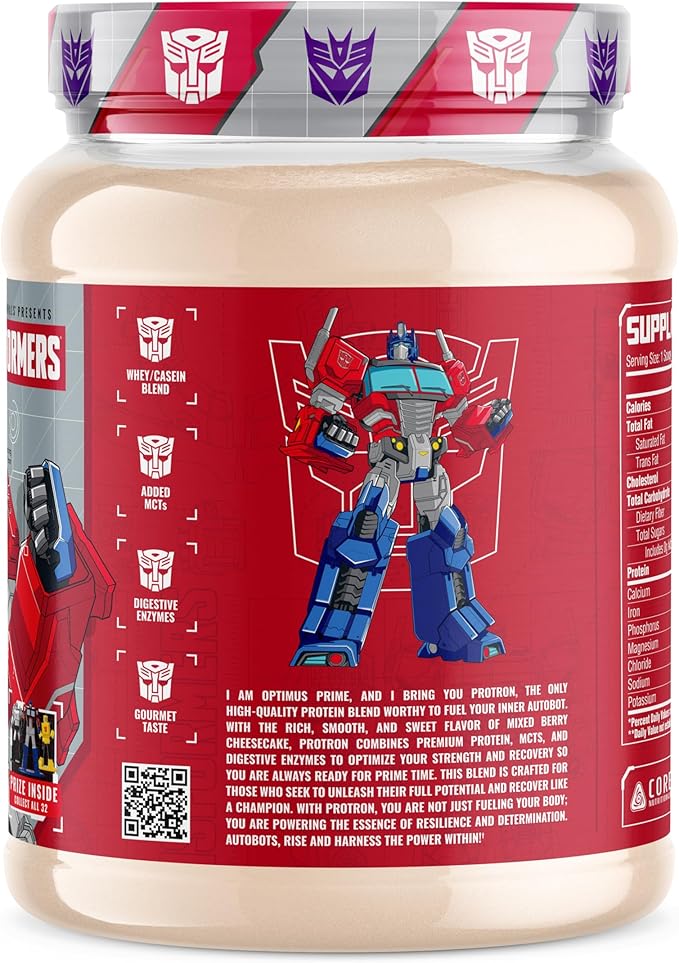 Core Nutritionals | Transformers Protron Protein Blend Nutritional Supplement Formula (Free Prize Inside) for Adults Ages 18+ (2 Pounds, Mixed Berry Cheesecake)
