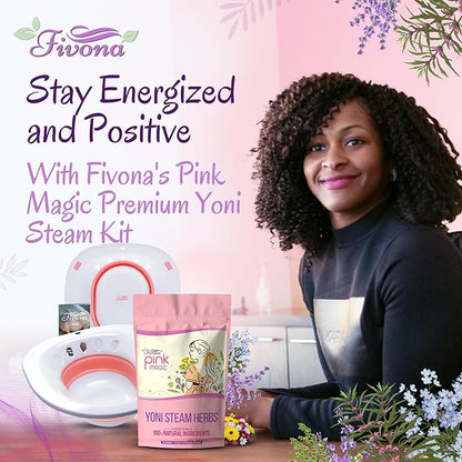 Fivona Yoni Steam Kit 2-in-1 Bundle of Steaming Seat with Pink Premium Herbs Bundle - at Home V-SPA Cleansing Set for Toilet Bowl - Detox and Rejuvenate with All-Natural Herbal Therapy
