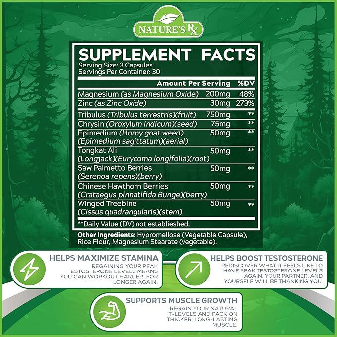 Nature's RX | #1 RATED 9 in 1 Semen Volume Booster & Size Enlargement | Maximize Blood-Flow, Load Size, Grow 3-7" | Horny Goat Weed + 8 PowerfuI Ingredients | 3rd Party Tested - 90 Caps