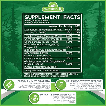 Nature's RX | #1 RATED 9 in 1 Semen Volume Booster & Size Enlargement | Maximize Blood-Flow, Load Size, Grow 3-7" | Horny Goat Weed + 8 PowerfuI Ingredients | 3rd Party Tested - 90 Caps