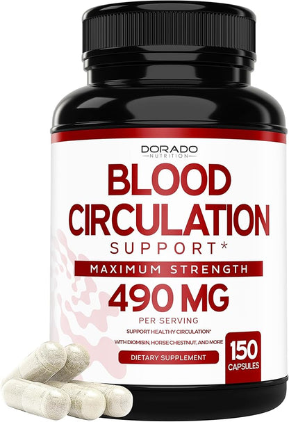 Blood Circulation Supplements (150 Capsules) Leg Circulation with Diosmin - Blood Flow Supplements - Blood Circulation For Legs - Vein & Leg Health - Vegan & Non GMO - 3rd Party Tested - (150 Count)