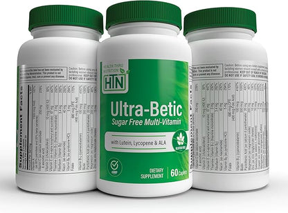 Health Thru Nutrition Ultra-Betic Multivitamin 60 Count | Supports Nerve, Vision, Energy | with ALA, Lycopene | Non-GMO, Clean Label | Third-Party Tested for Quality