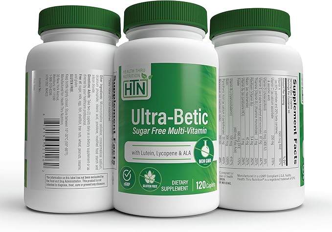 Health Thru Nutrition Ultra-Betic Multivitamin 120 Count | Supports Nerve, Vision, Energy | with ALA, Lycopene | Non-GMO, Clean Label | Third-Party Tested for Quality