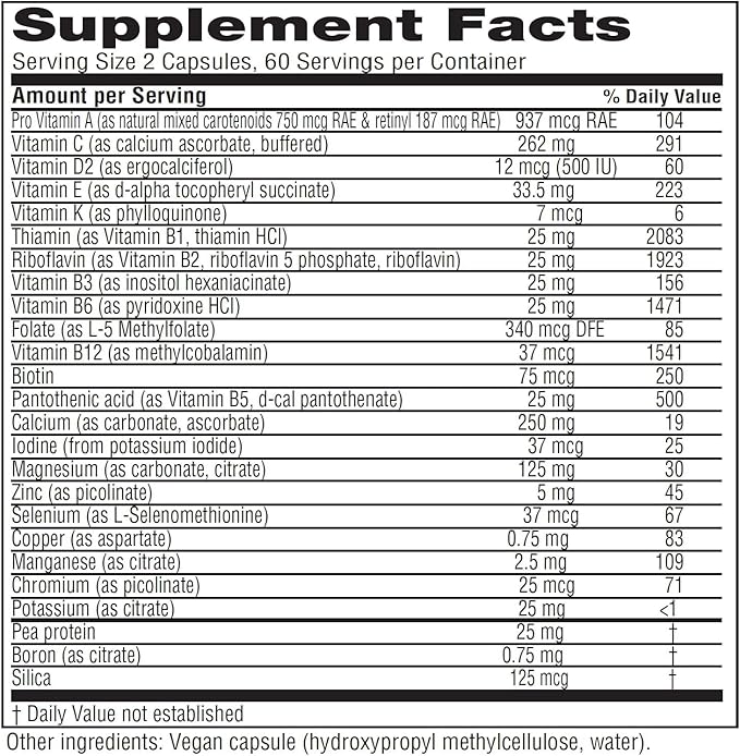 Vitanica Vegan Symmetry - Daily Multivitamin for Vegans - Heart, Bone & Immune System Health Support with Vitamin B12, Zinc, Calcium, Magnesium & More - 120 Vegan Caps