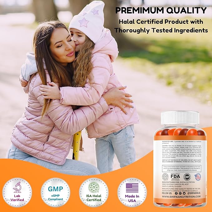 Vegetarian Vitamin D3 Gummies for Adults & Kids | 45-90 Servings, 2,000IU / 1,000IU | Non-GMO, Gluten-Free, Gelatin-Free | Supports Bones, Muscles & Immune System Halal Vitamins