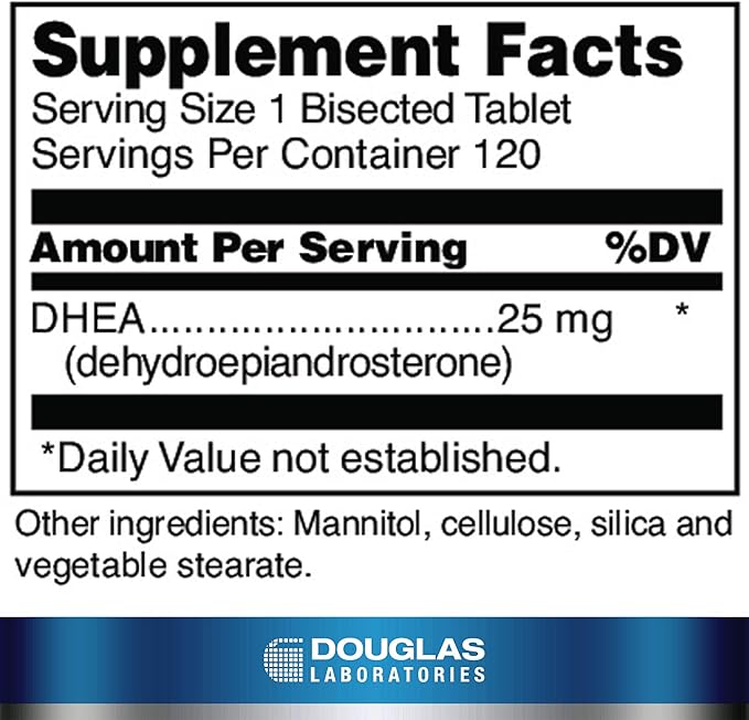 Douglas Laboratories DHEA 25 mg Dissolvable Tablets | Supports Immune Health, Brain, Bones, Metabolism and Lean Body Mass* | 120 Tablets