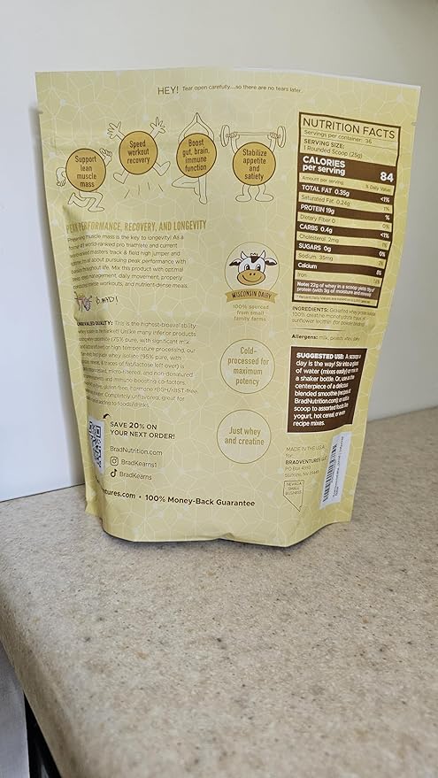 B.rad Grass Fed Whey Protein Isolate Powder with Creatine | Ultra-Pure, All-Natural Clean Ingredients | Superfuel with Whey and Creatine | 100% USA Sourced | Unflavored