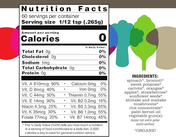 ENOF Organic Powder Supplement Made with 10 Organic Fruits & Vegetables, Gluten-Free, Non-GMO, 6 Mo. Supply