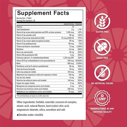 Celebrate Vitamins CelebrateONE 18 Chewables, 18mg Iron - One A Day Bariatric Multivitamin, Essential Vitamins & Minerals - Gastric Bypass & Sleeve Gastrectomy Supplement - Black Cherry (30 Tablets)