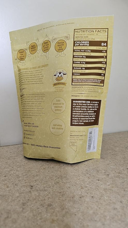 B.rad Grass Fed Whey Protein Isolate Powder with Creatine | Ultra-Pure, All-Natural Clean Ingredients | Superfuel with Whey and Creatine | 100% USA Sourced | Unflavored