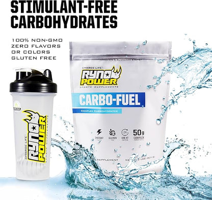 Ryno Power Carbo-Fuel Stimulant-Free Drink Mix 2lb (20 Servings) - All-Natural Pure Carbohydrate Powder for Athletic Performance - Vegan and Gluten Free