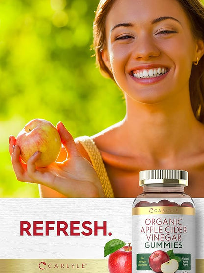 Carlyle Organic Apple Cider Vinegar Gummies | 120 Count | USDA Organic | Vegan, Non-GMO & Gluten-Free ACV Gummies | Apple Flavor