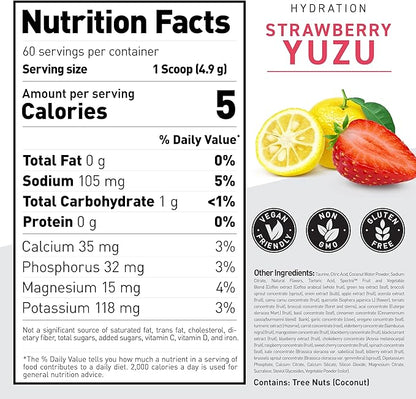 Kaged Electrolyte Hydration Powder | Hydracharge Strawberry Yuzu | Sports Drink for Men and Women | Pre, Post, Intra Workout Supplement | 60 Servings