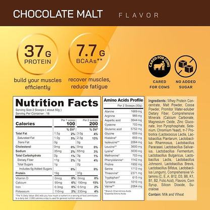 GOPOWER Whey Protein Powder, with BCAAs, Grass Fed Protein Powder, 2 Pound, 18 Servings