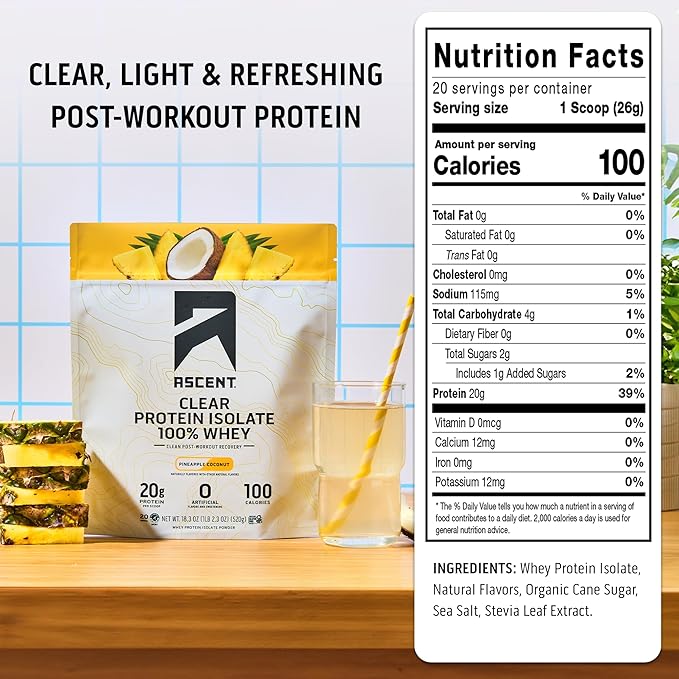 Ascent Clear Whey Protein Isolate - Pineapple Coconut