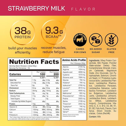 GOPOWER Whey Protein Powder, with BCAAs, Grass Fed Protein Powder, 2 Pound, 18 Servings